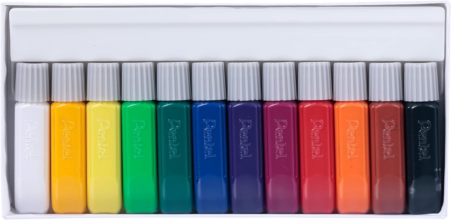 Pentel FFPC1 Fabric Fun Paint Colours, Tube Fabric Colors, Base Colour Set 12 Pcs