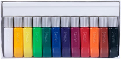 Pentel FFPC1 Fabric Fun Paint Colours, Tube Fabric Colors, Base Colour Set 12 Pcs