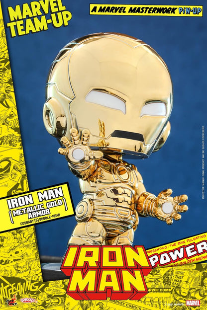Hot Toys Marvel Comics Cosbaby (S) Iron Man (Metallic Gold Armor) Figure 10cm