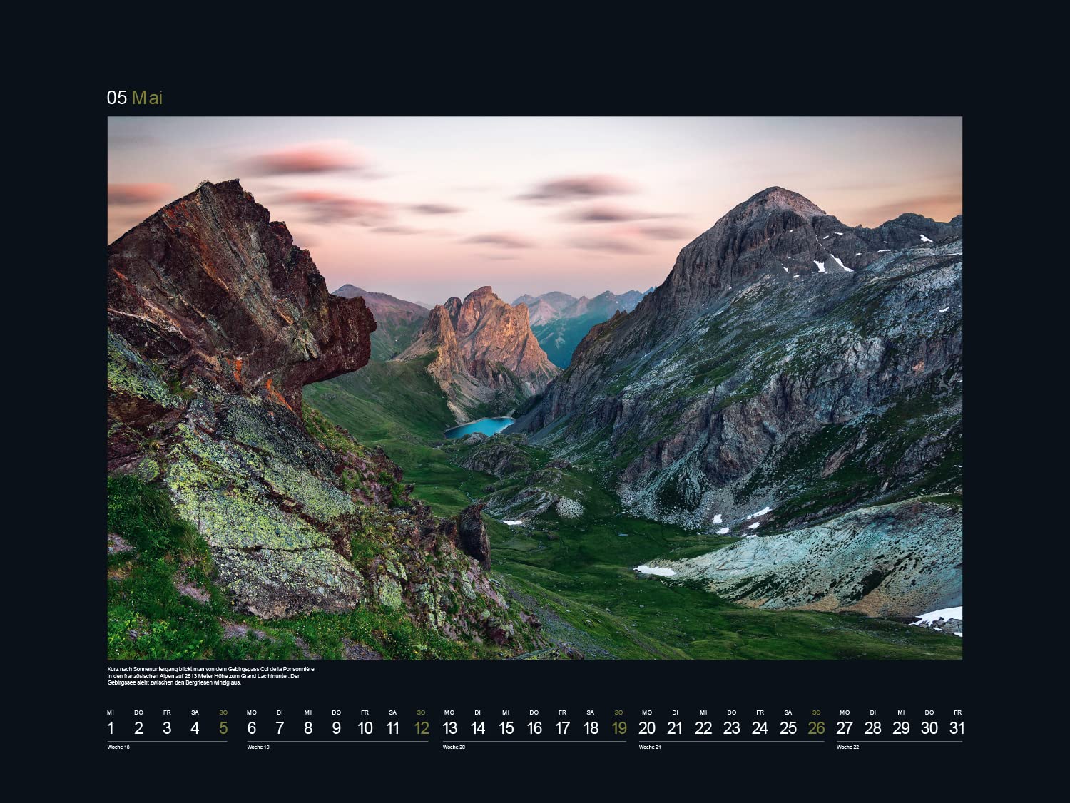 KUNTH Monats-Wandkalender Wildnis Alpen 2024