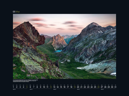 KUNTH Monats-Wandkalender Wildnis Alpen 2024
