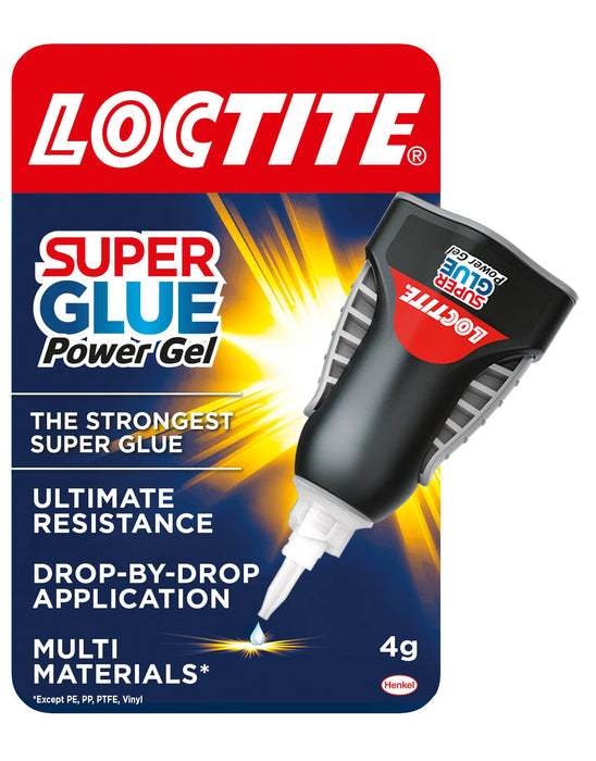 Loctite Super Glue Power Gel, Flexible Super Glue Gel, Superglue with Non-Drip Formula for Vertical Applications, Clear Glue with Precise Nozzle, 1x4g 1 x 4 g retail_packaging
