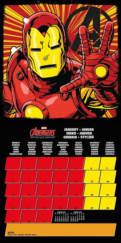 Marvel Avengers Calendar 2024 - Month to a View Planner 30cm x 30cm, Marvel Gifts for Men and Women, Marvel Gifts for Boys and Girls, Kids Calendar - Official Merchandise
