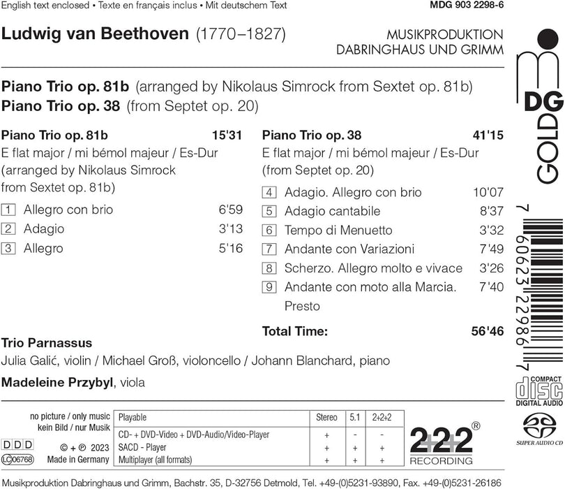 Ludwig Van Beethoven: Piano Trios Op. 38 & Op. 81b