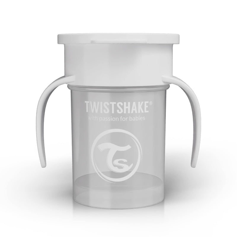 Twistshake Cup Leak-Proof Sippy Cup 230 ml, Toddler Trainer Cup with 360 Degree Drinking Rim, Ergonomic Learning Cup, from 6 Months, BPA Free, White