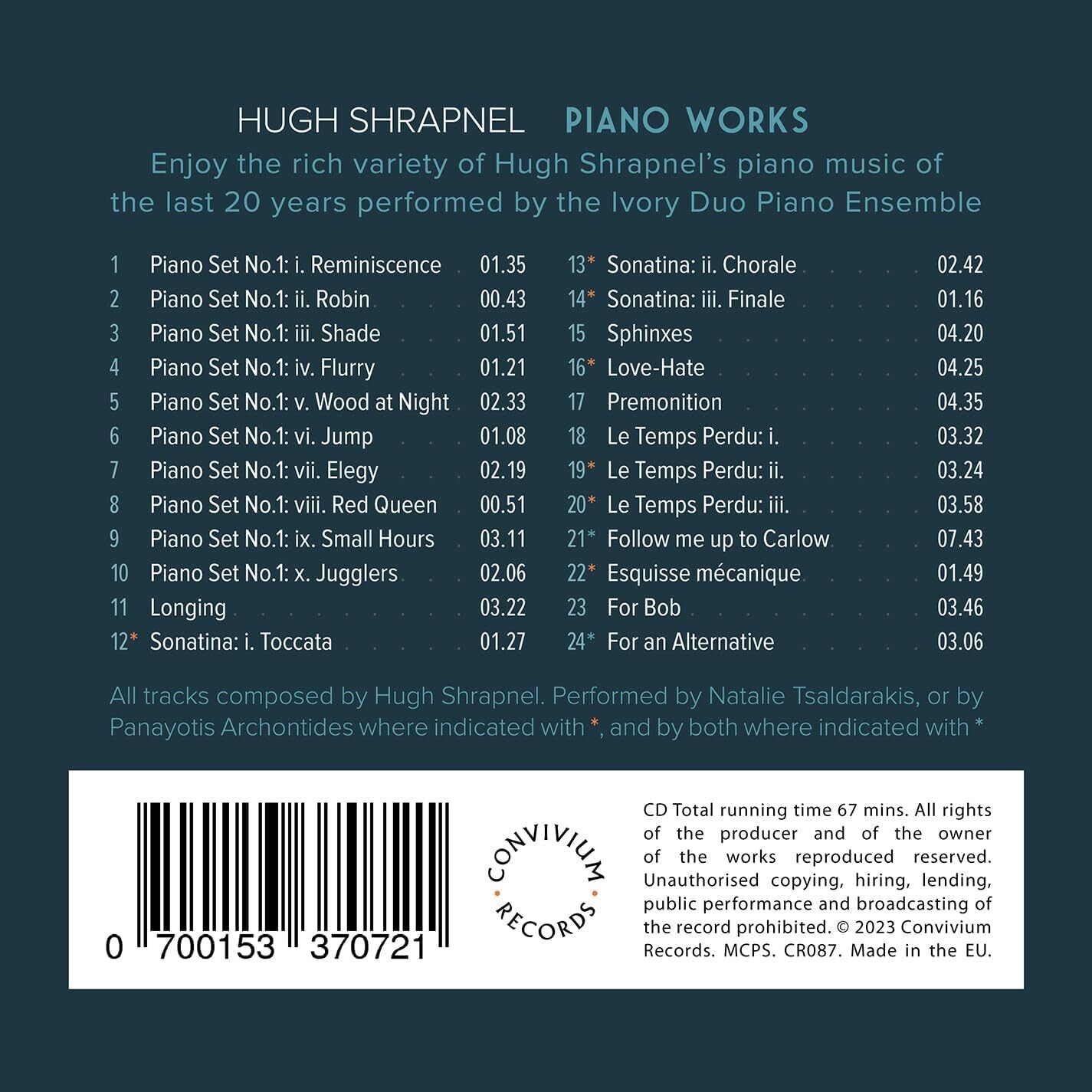 Hugh Shrapnel: Piano Works