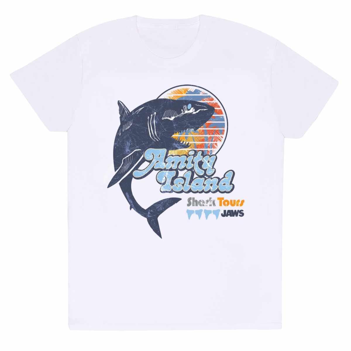 Officially Licenced Jaws Amity Shark Tours T-Shirt White