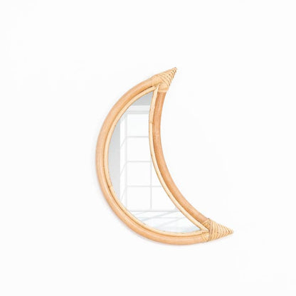 Wabi Home - Nalu Mirror, Moon Shape | Made in Rattan | 49 x 20 x 3 cm