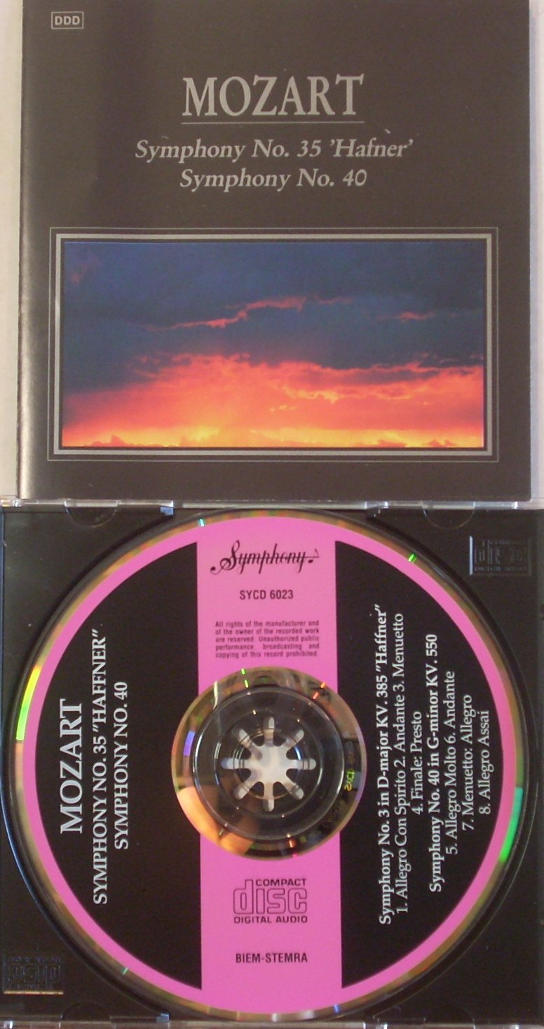 MOZART. SYMPHONY No.35 HAFNER & SYMPHONY No.40. 1991 . SY 6023