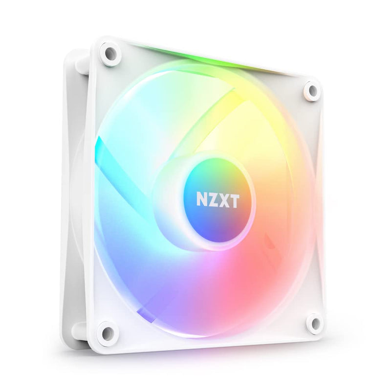 NZXT F120 RGB Core - RF-C12SF-W1 - 120mm Hub-Mounted RGB Fan - 8 Individually-Addressable LEDs - Semi-Translucent Blades - High Static Pressure & Airflow - Quiet Operation PWM Control - White 120 mm Single pack White