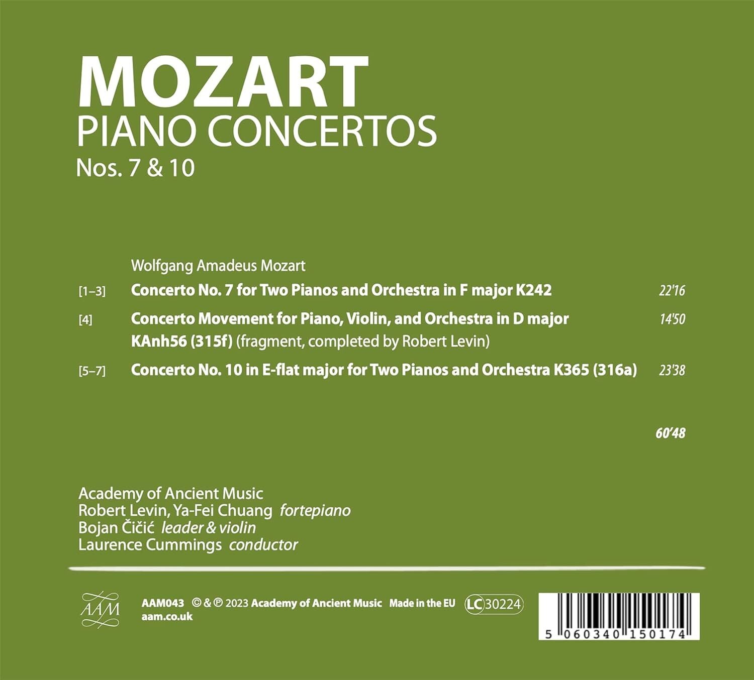 Mozart: Piano Concertos, K242/K315f/K365
