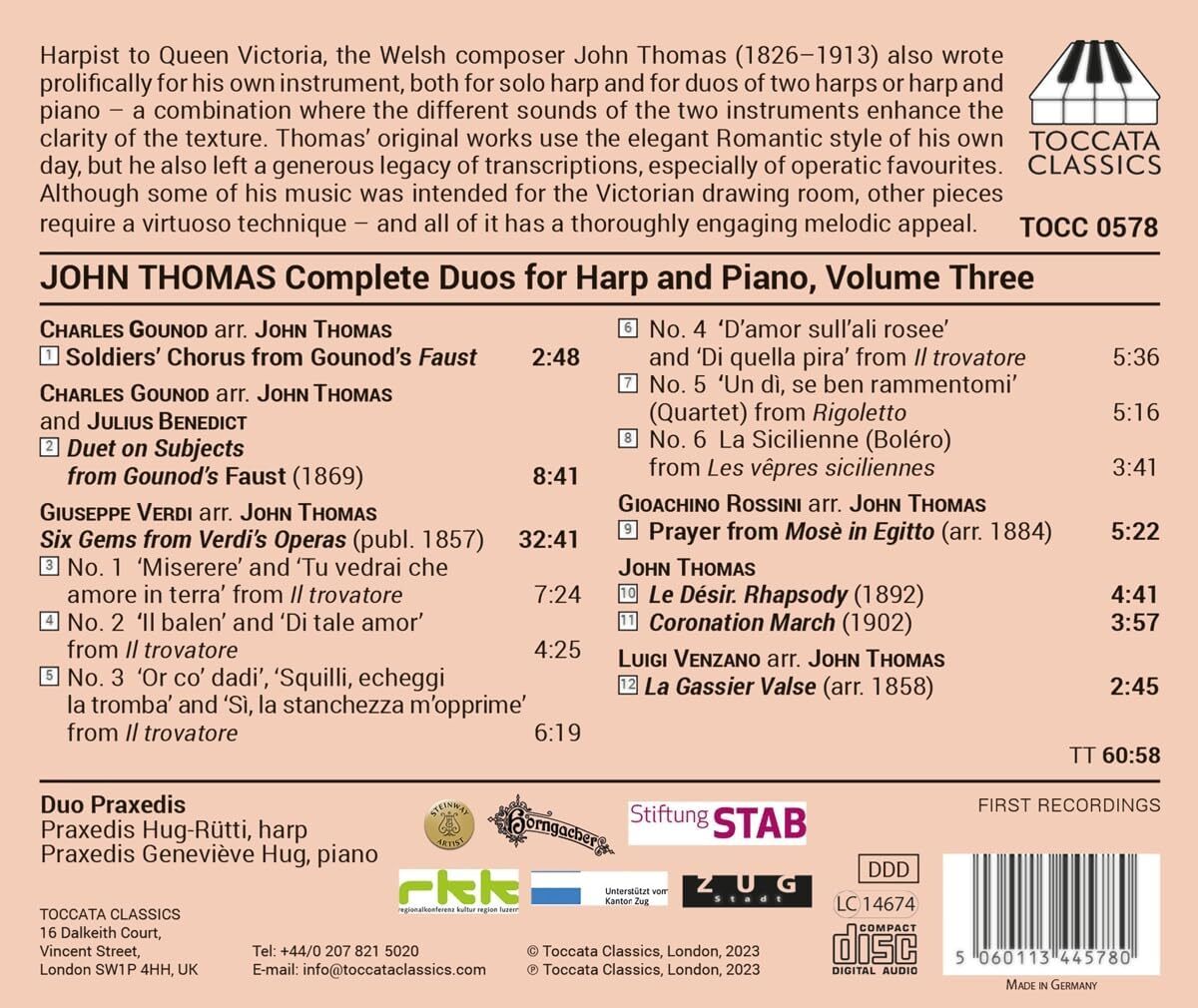 John Thomas: Complete Duos for Harp and Piano - Volume 3