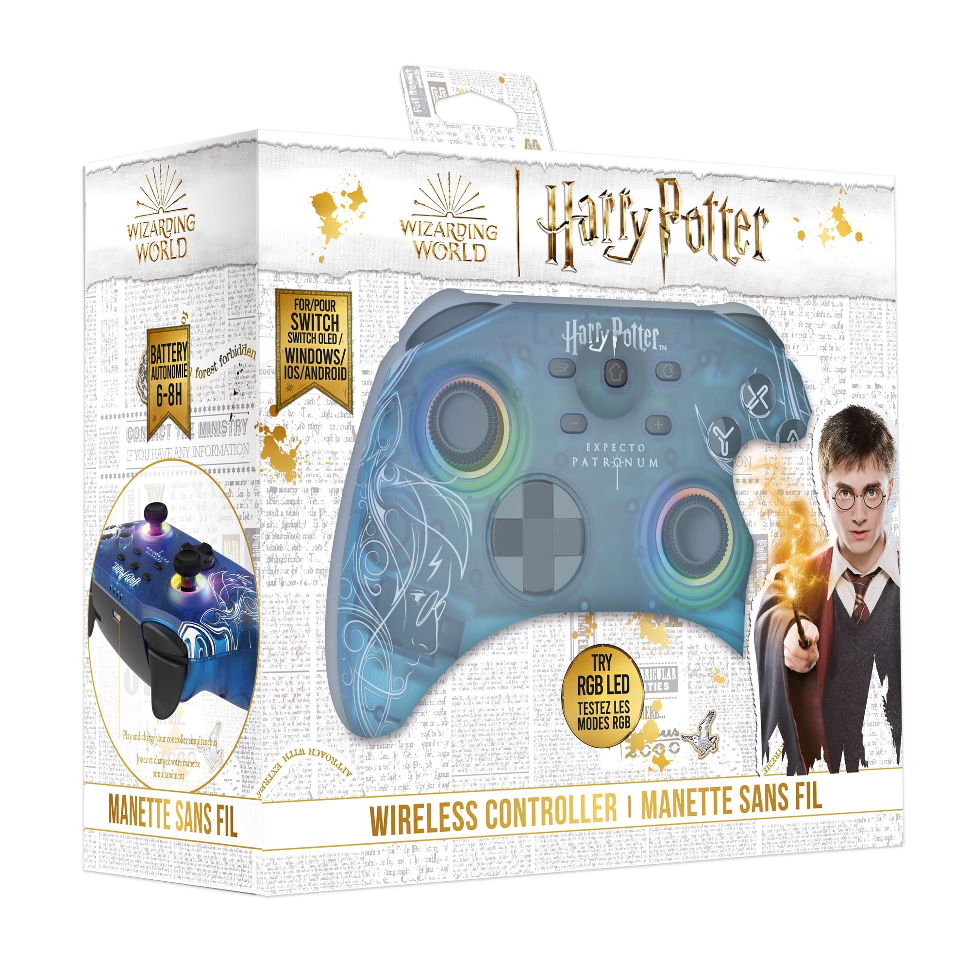 Freaks and Geeks Harry Potter Afterglow Patronus Nintendo Switch Controller inalámbrico