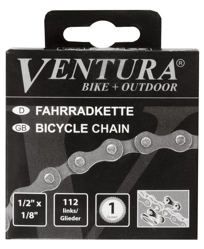 Ventura Bicycle Chain 1/2-Inch x 1/8-Inch, for single speed, 112 links, with connecting link