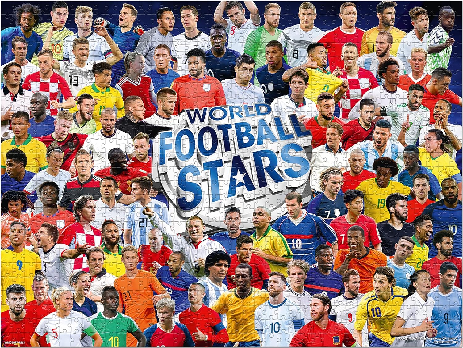 Winning Moves World Football Stars 1000 Piece Jigsaw Puzzle Game, Piece together football players including Harry Kane, Pele, Maradona, Lucy Bronze and Carli Lloyd, For players aged 4 plus