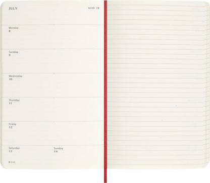 Moleskine Weekly Agenda 12 Months 2024 with Box, Agenda 2024, Size Large 13x21, Soft Cover and Elastic Closure, Faux Snakeskin Colour Red