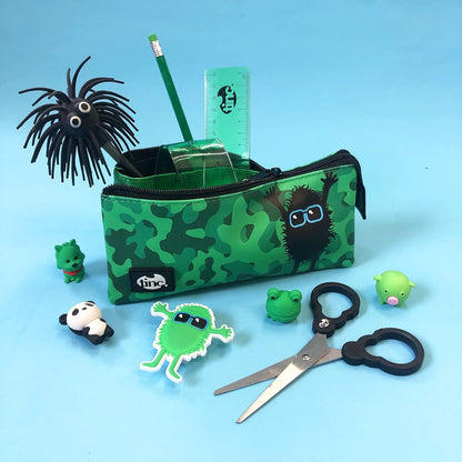 Tinc Green Tri Compartment Pencil Case