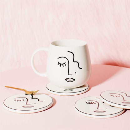 Sass & Belle Abstract Face White Mug