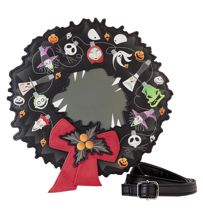Loungefly Disney The Nightmare Before Christmas Figural Wreath Crossbody Bag Black/charcoal