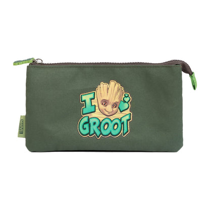 Grupo Erik Mäppchen Marvel I am Groot Federmappe 3fach - Stift Etui Schule - Federmäppchen Mädchen Schlampermäppchen Jungen Federtasche 3 fächer Marvel Fanartikel