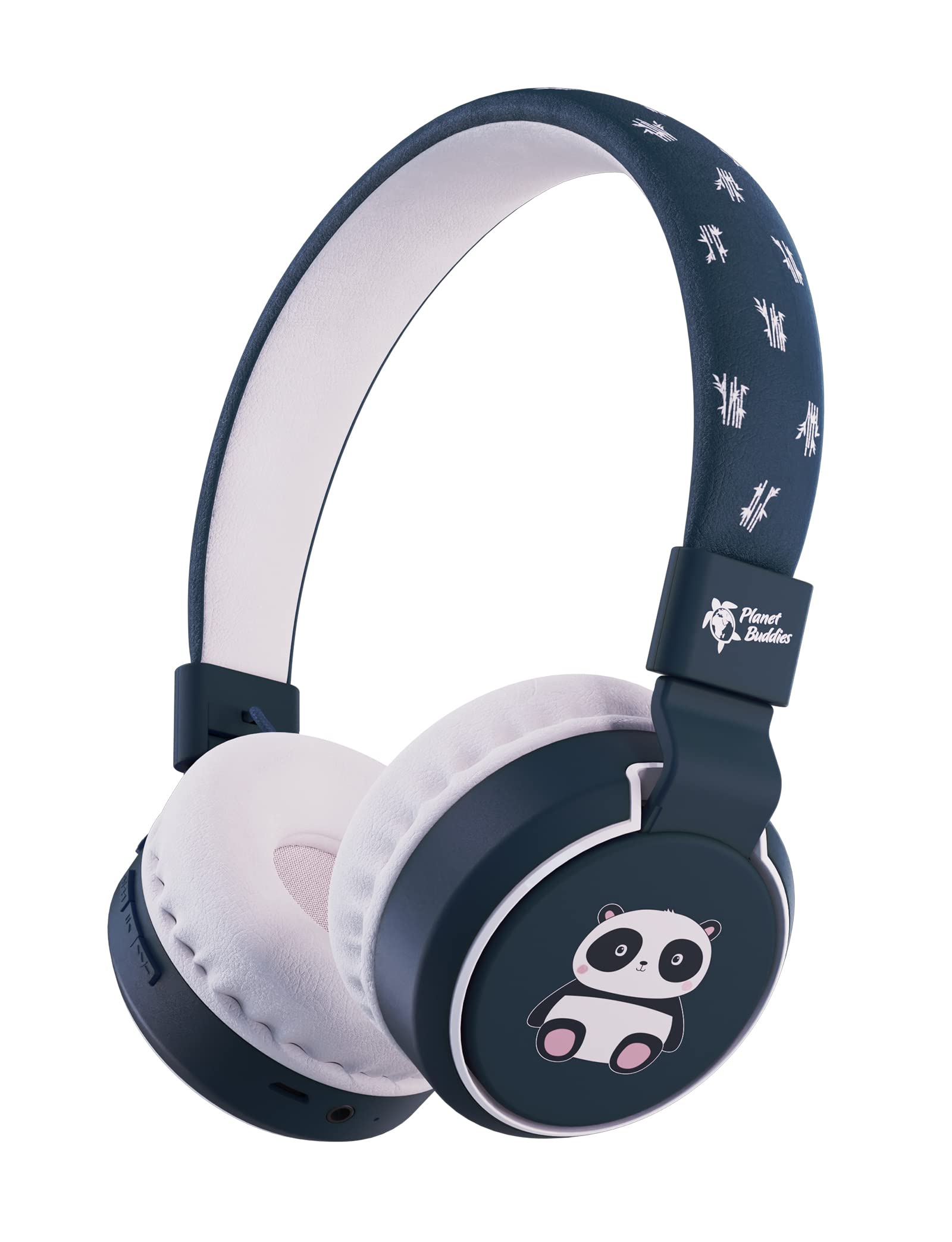 Planet Buddies Kids Headphones, Foldable Wireless On Ear Bluetooth Headphones for Kids with Microphone, 85dB Volume Limiter, Cute Panda Kids Earphones for Tablets and Phones, Travel, School & Music