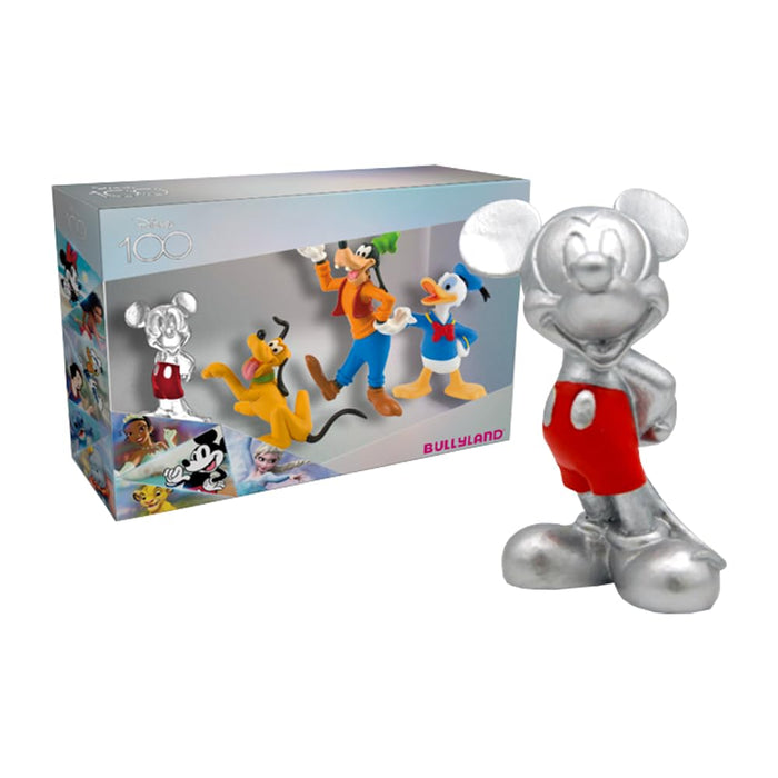 Bullyland 15150-100 Years Disney Anniversary Set with Mickey Mouse, Pluto, Goofy, Donald Duck, Ideal as a Small Gift for Children from 3 Years