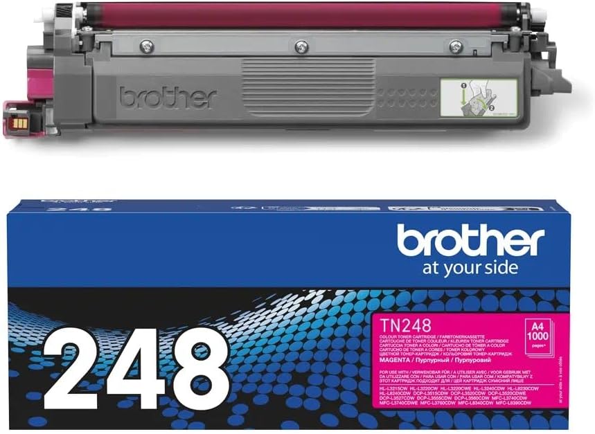 BROTHER TN-248M Toner Cartridge, Magenta, Single Pack, Standard Yield, Includes 1 x Toner Cartridge, Genuine Supplies