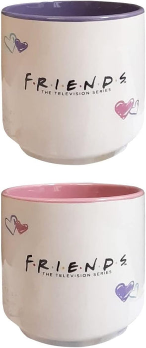 Friends Ceramic Mugs Set of 2 Stacking Mugs (Monica and Rachel Design) - Official Merchandise