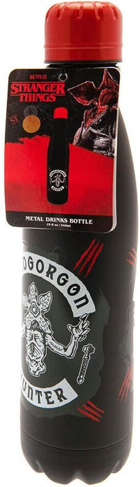 Pyramid International Stranger Things Water Bottle Metal (Demogorgon Hunter Design) 540ml, Metal Water Bottle & Drink Bottle - Official Stranger Things Merchandise, Black