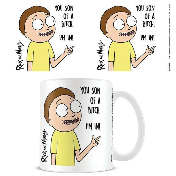 RICK AND MORTY Son of A Bitch Mug (One Size) (White/Yellow/Black