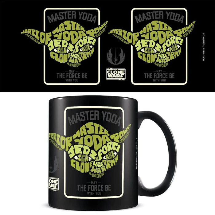 Star Wars: Clone Wars Mug in Presentation Gift Box (Yoda Calligram Design) 11oz Ceramic Mug - Official Merchandise