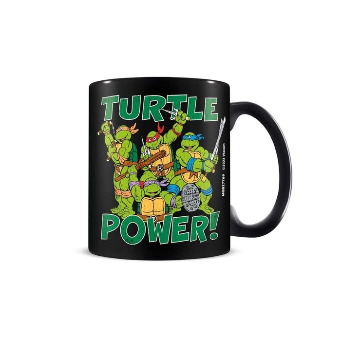 Teenage Mutant Ninja Turtles Coffee Mug (Turtle Power Design) 11oz Large Mug in Presentation Gift Box. Ceramic Mugs for Women. Ninja Turtle Black Mug. TMNT Tea Mug - Official Merchandise