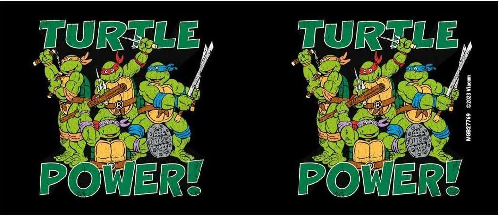 Teenage Mutant Ninja Turtles Coffee Mug (Turtle Power Design) 11oz Large Mug in Presentation Gift Box. Ceramic Mugs for Women. Ninja Turtle Black Mug. TMNT Tea Mug - Official Merchandise