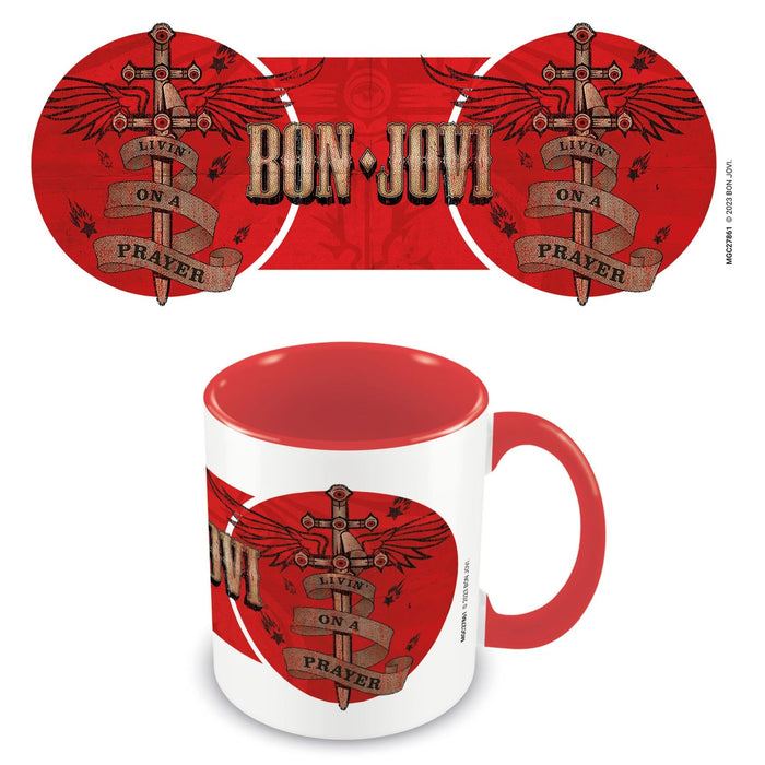 Pyramid International Bon Jovi Mug (Livin' On A Prayer Design) 11oz Ceramic Coffee Mug - Official Merchandise