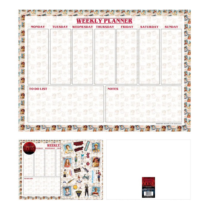 Stranger Things Desk Pad & Sticker Set (Polaroid Design) A4 Weekly Planning Pad & Daily Planner with Stickers, Great Stranger Things Gifts - Official Stranger Things Merchandise