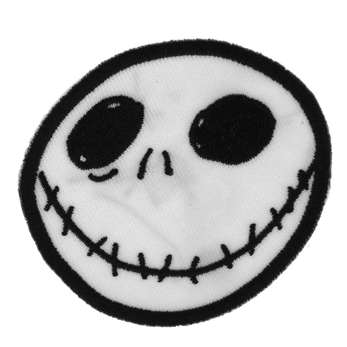 Nightmare Before Christmas Head Jack Skellington Iron On Patch 65mm x 65mm White/Black