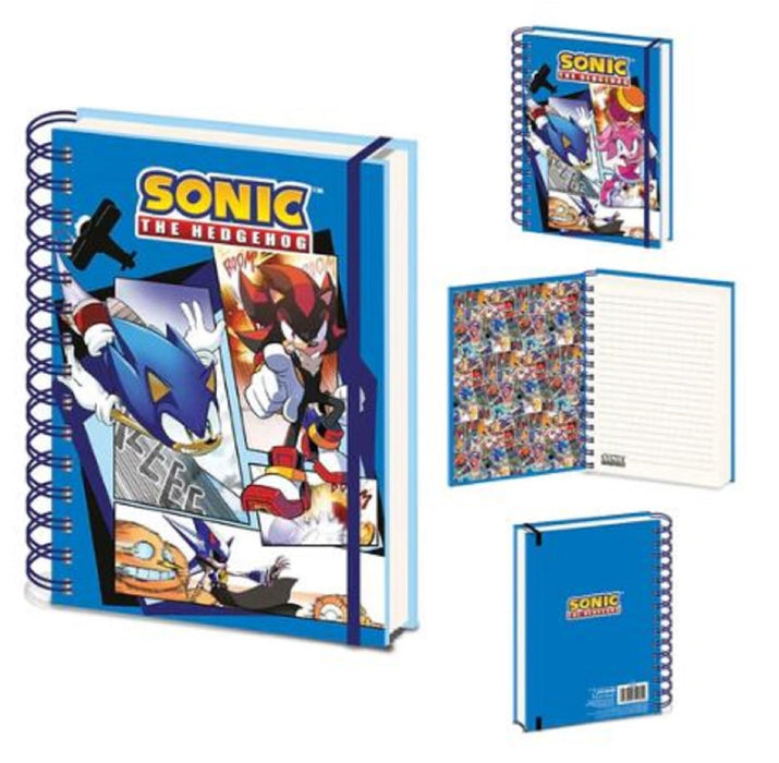 Pyramid International Sonic the Hedgehog 3D Notebook (Comic Strip Jump Out Design) A5 Writing Pad, Sonic Journal - Official Merchandise