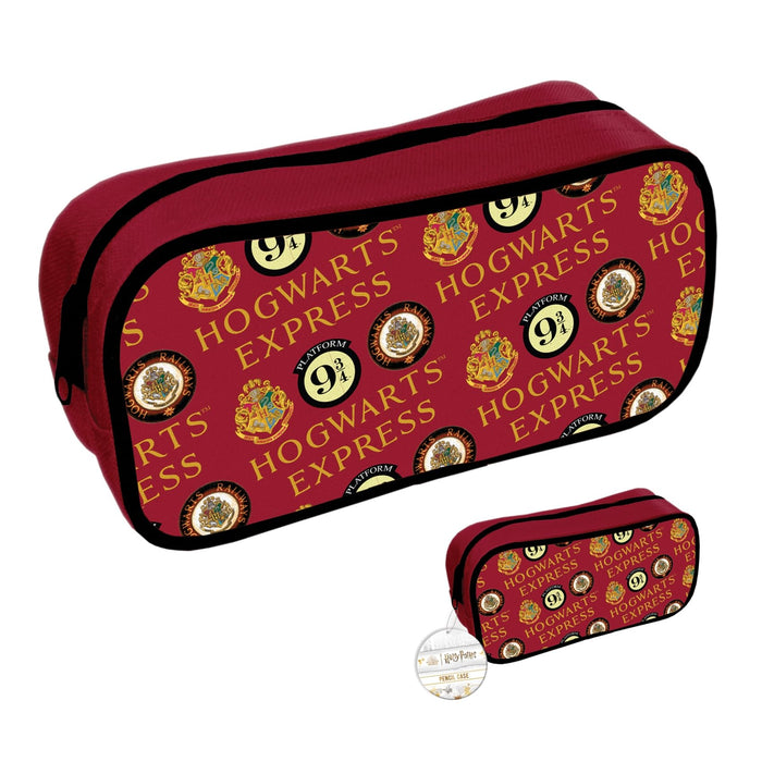 Harry Potter Pencil Case (Platform 9 3/4 and Hogwarts Design) Zip Up Rectangle Pencil Case for Girls and Boys, Pencil Case for Women and Men - Official Merchandise