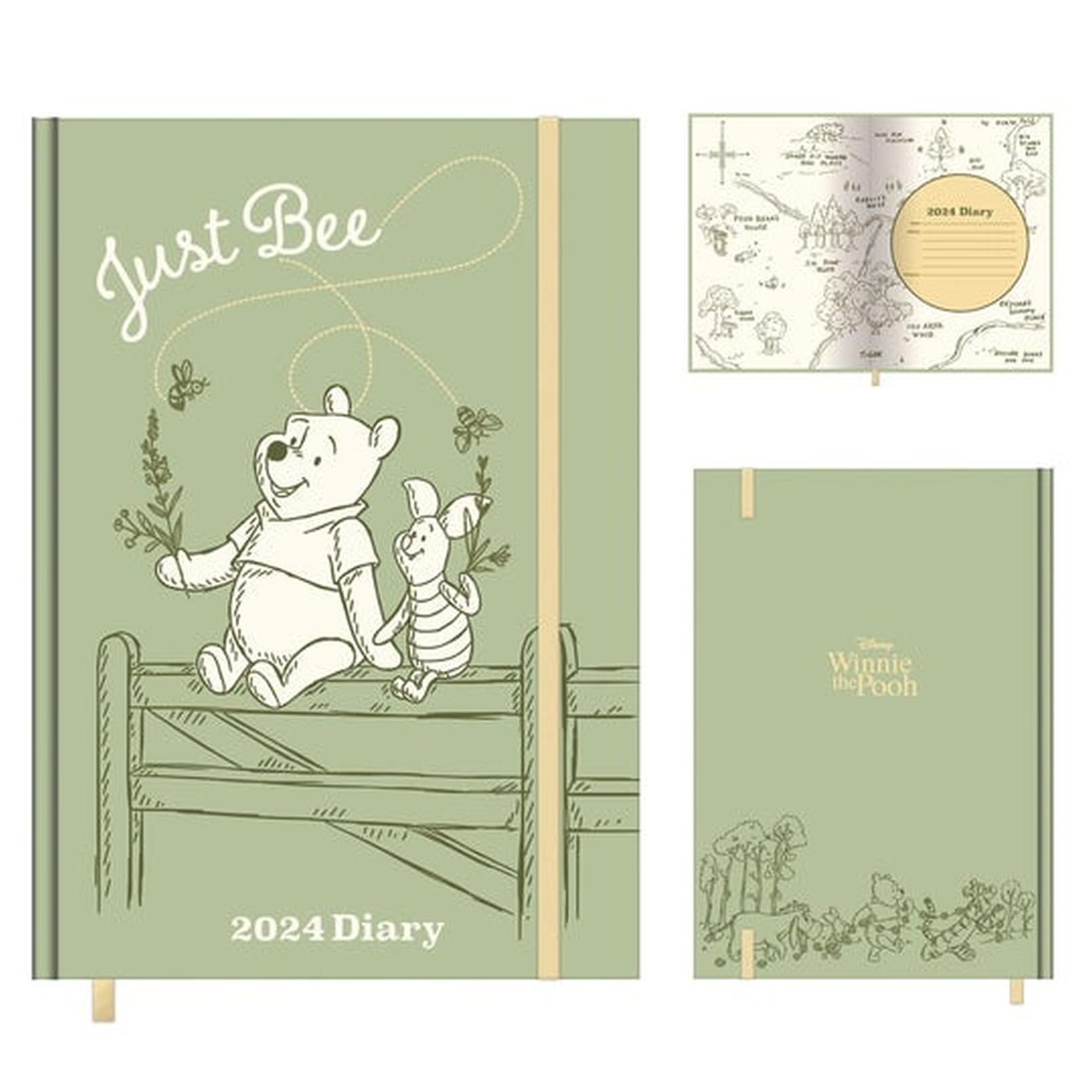 Disney Winnie the Pooh 2024 Diary (Just Bee Design), A5 Diary with Hard Cover, Week to a View Planner, Winnie the Pooh Gifts for Women and Men - Official Merchandise
