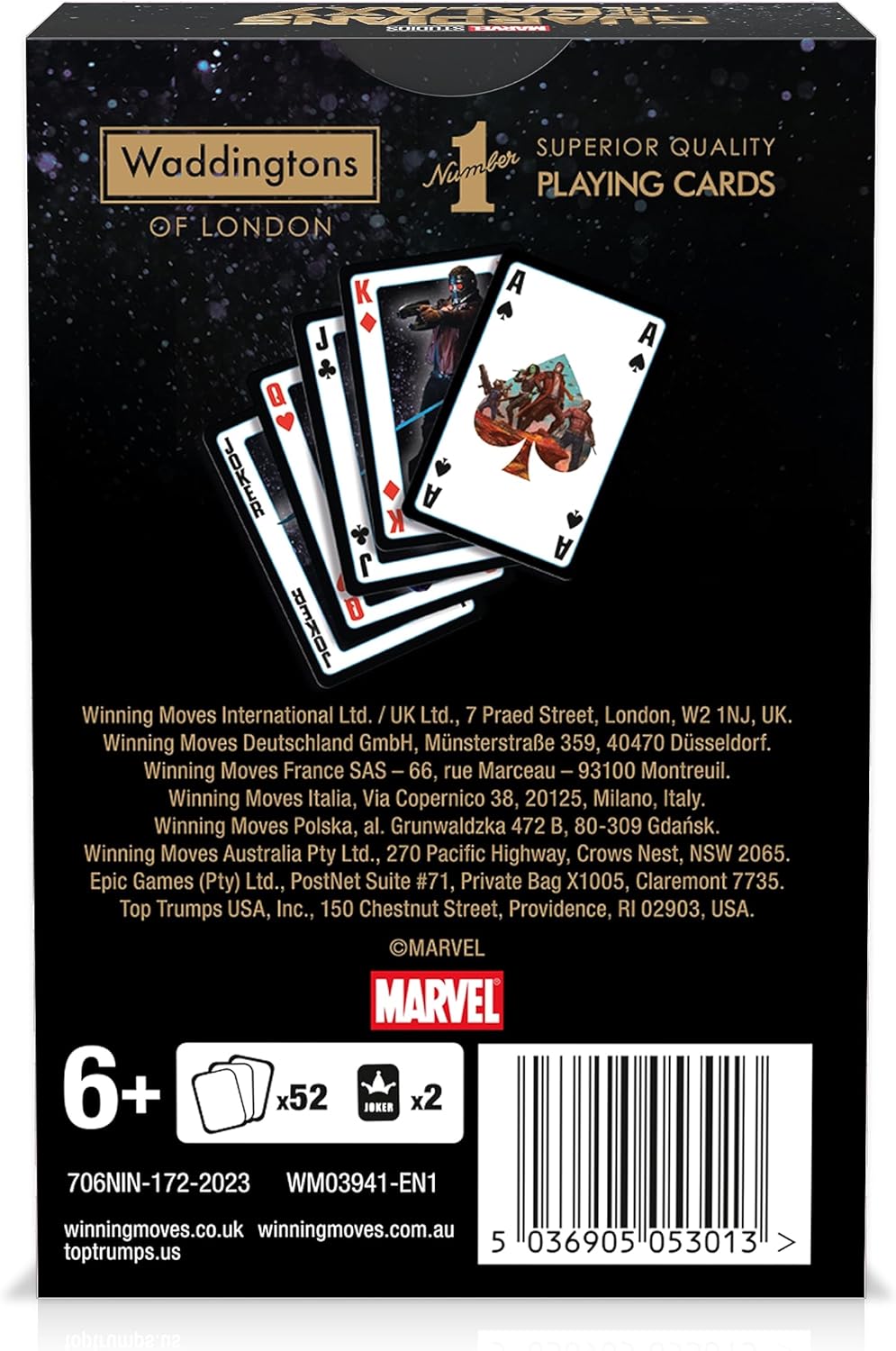 Waddingtons Number 1 Guardians of the Galaxy Card Game, Play with your favourite Superheroes including Rocket, Groot, Star Lord, Thor and Gamora, great gift for ages 6 plus