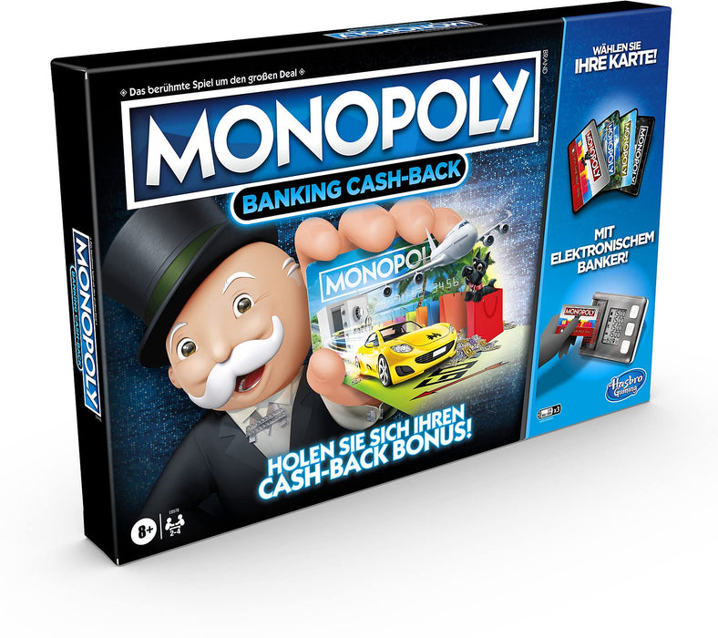 Monopoly Banking Back Board Game, Electronic Card Reader, Back Bonus, Cashless Numbers, Scan Technology, Ages 8 and Up Single