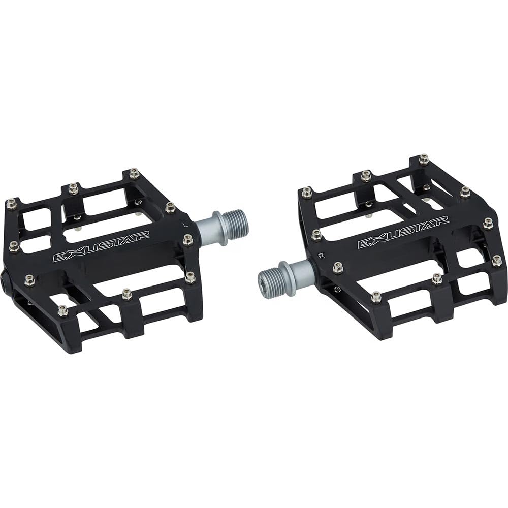 Exustar PB525 CNC Aluminium Pedals BMX Freeride Flat Pedals, 9/16", Black