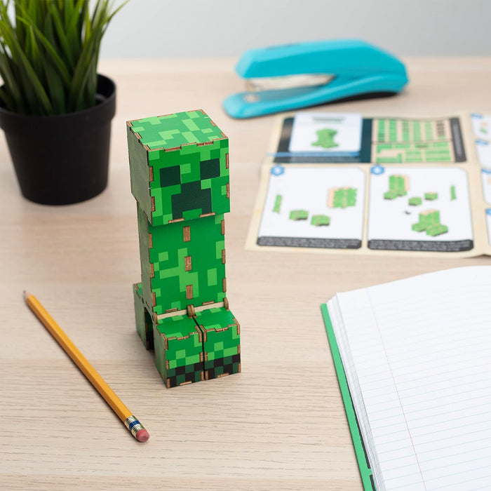 Incredibuilds Minecraft Creeper 3D Wood Puzzle & Model Figure Kit (38 Pieces) - Build & Paint Your Own 3-D Video Game Toy, No Glue Required - Officially Linensed - Gift for Kids, Boys & Teens