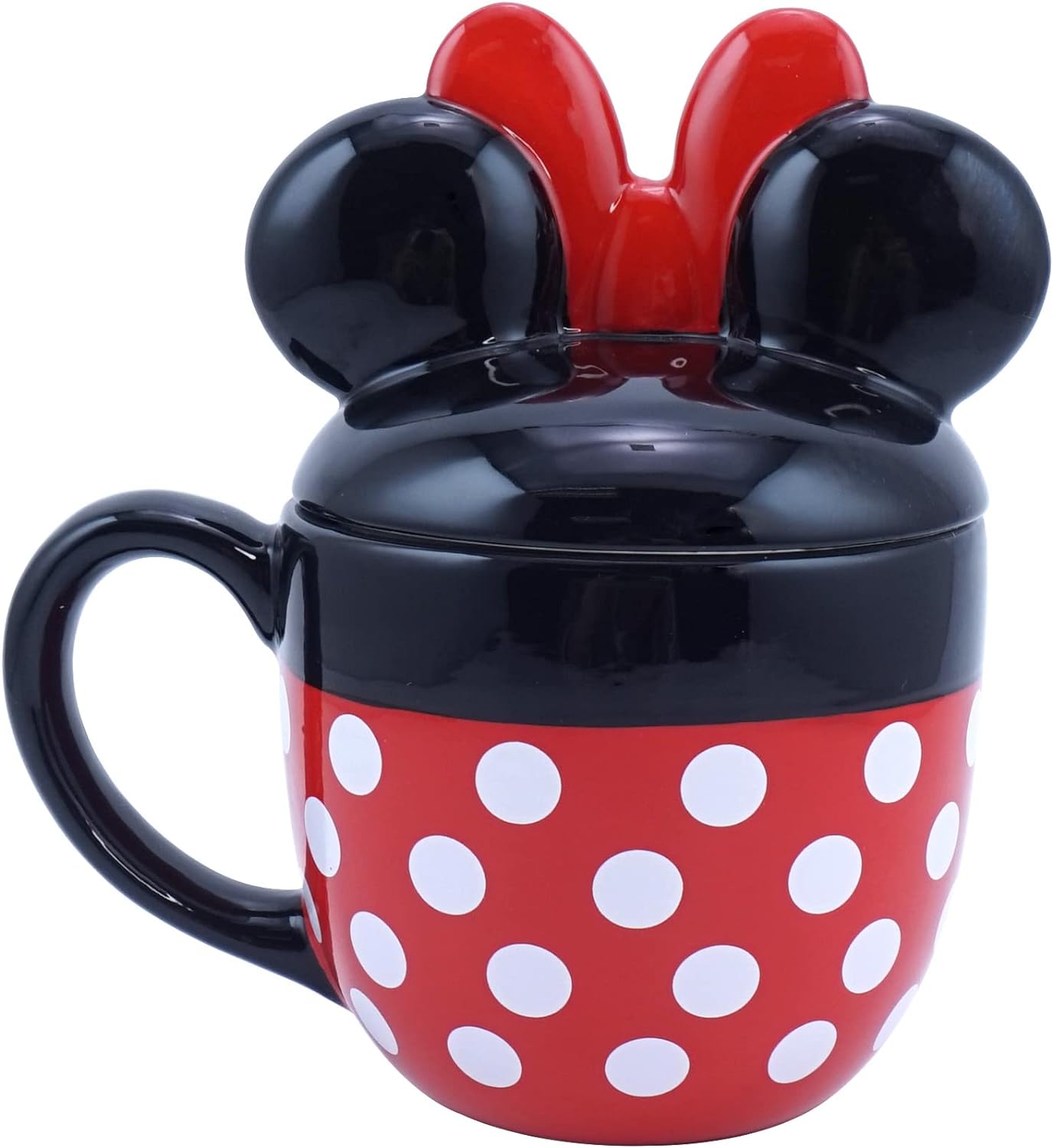 Disney Minnie Mouse Shaped Mug with Lid - Minnie Mouse Mug - 3D Mug - Office Mug Gifts