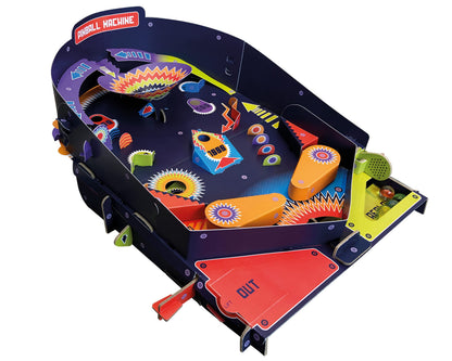 Build Your Own Working Pinball Machine - Arcade Classic Retro Toy - Eco Friendly Cardboard Craft Kit - Ages 8+