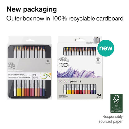 Winsor & Newton Studio Collection Colouring Pencils, 24 Soft Core Drawing Pencils, Premium Artist Quality, for Sketching, Blending, Shading and Layering 24 Count (Pack of 1)