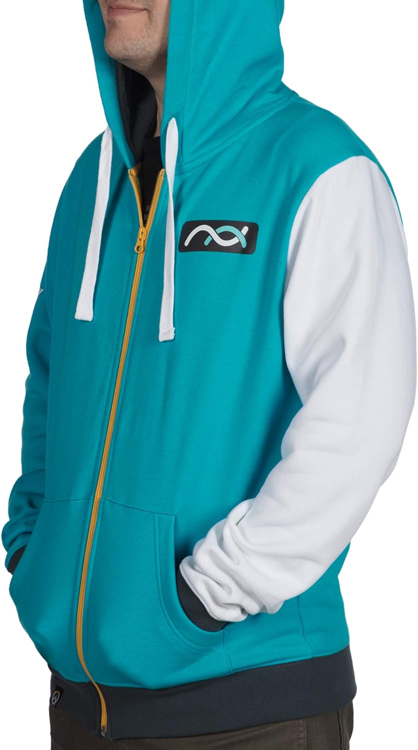 JINX Overwatch Ultimate Symmetra Men's Gamer Zip-Up Hoodie Teal XL