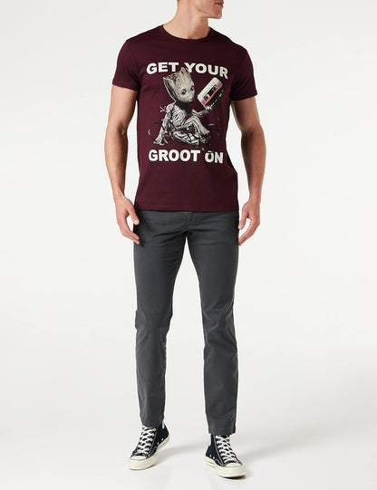 Marvel Men's Baby Groot T-Shirt S Burgundy