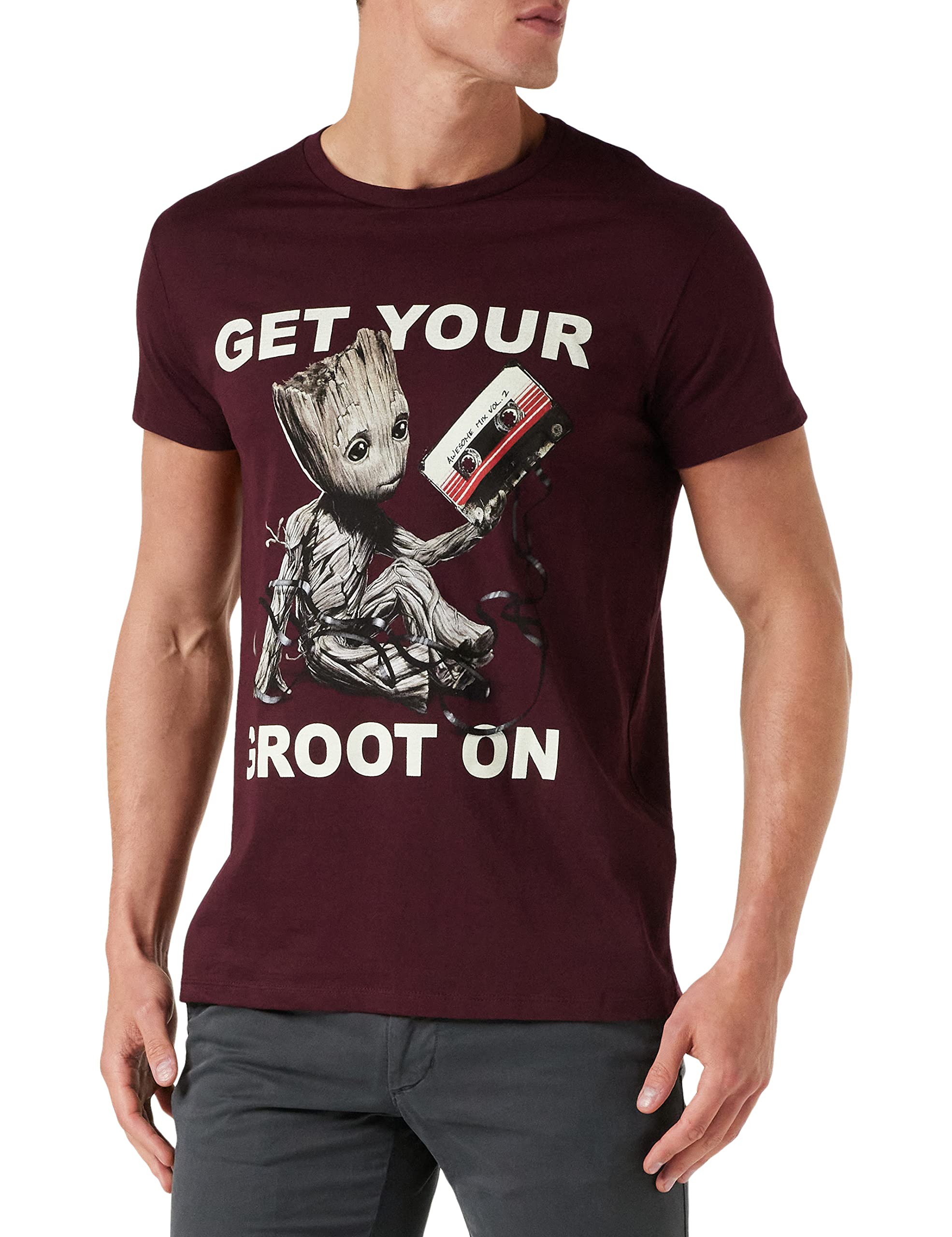 Marvel Men's Baby Groot T-Shirt S Burgundy