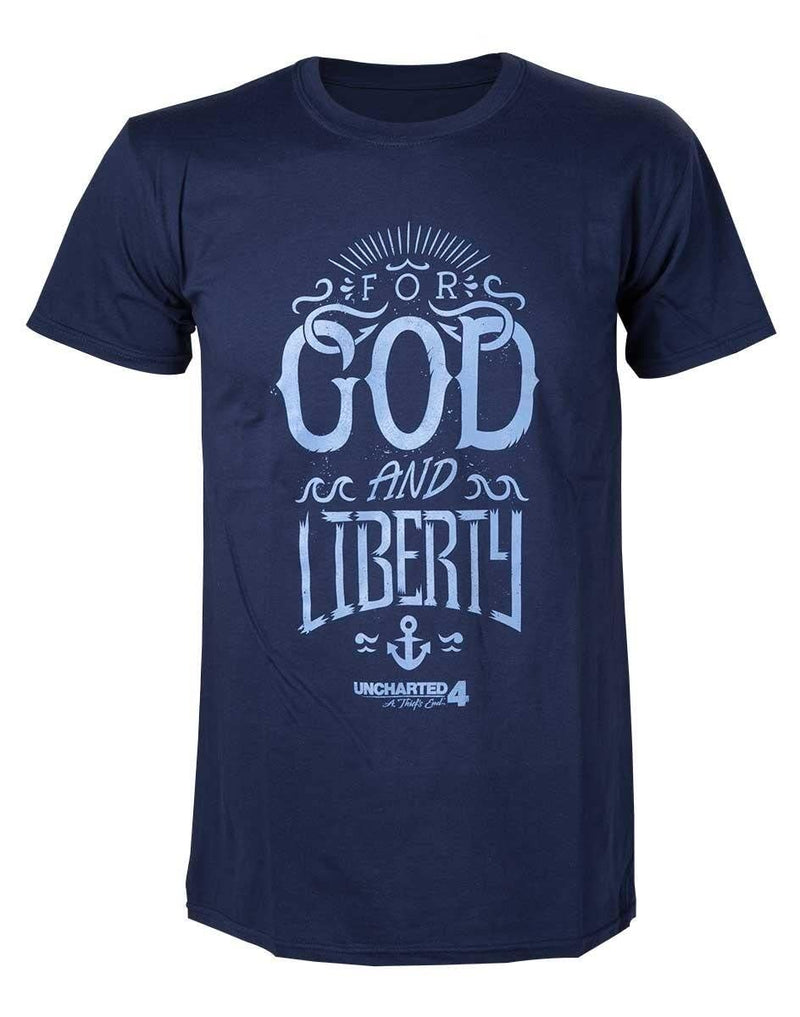 Uncharted 4 T-Shirt -XL- God and Liberty, blau